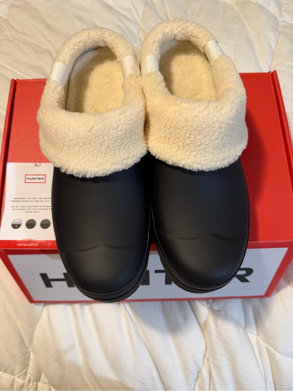Hunter Black Insulated Clog with Cream Lining